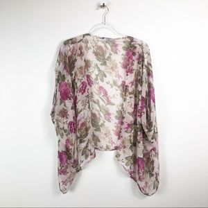 TOBI Floral‎ Sheer Flowy Kimono Top S/M